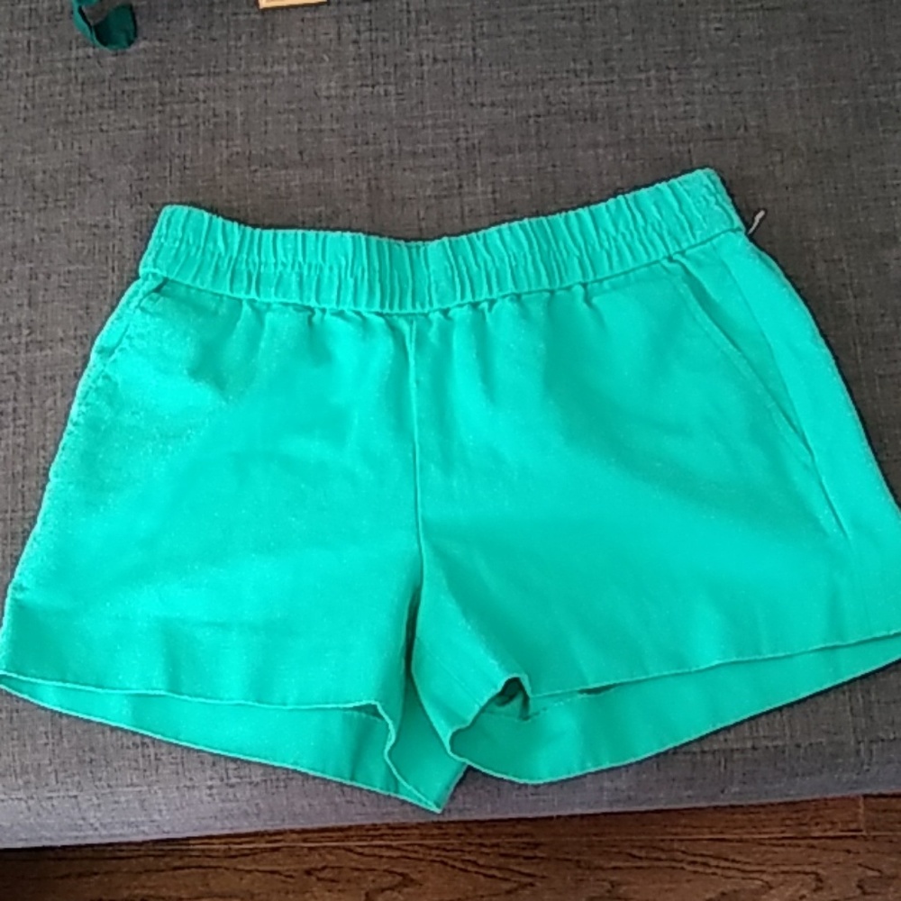 teal, elastic waist band J crew shorts